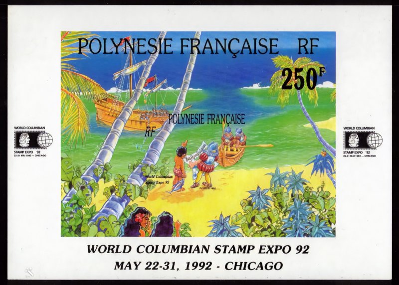 French Polynesia 1992 Sc#593 DISCOVERY OF AMERICA 500Th.ANNIVERSARY S/S MNH