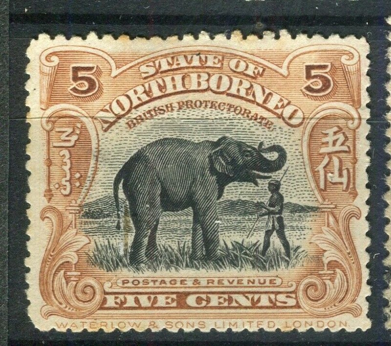 NORTH BORNEO; 1909 early pictorial issue fine used 5c. value 