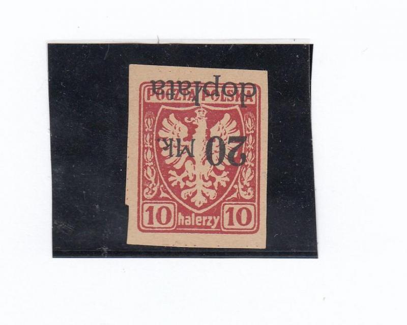 POLAND # MICHEL # 34 1921 POSTAGE DUE 20mk on 10h INVERTED VERY RARE CV $300++++