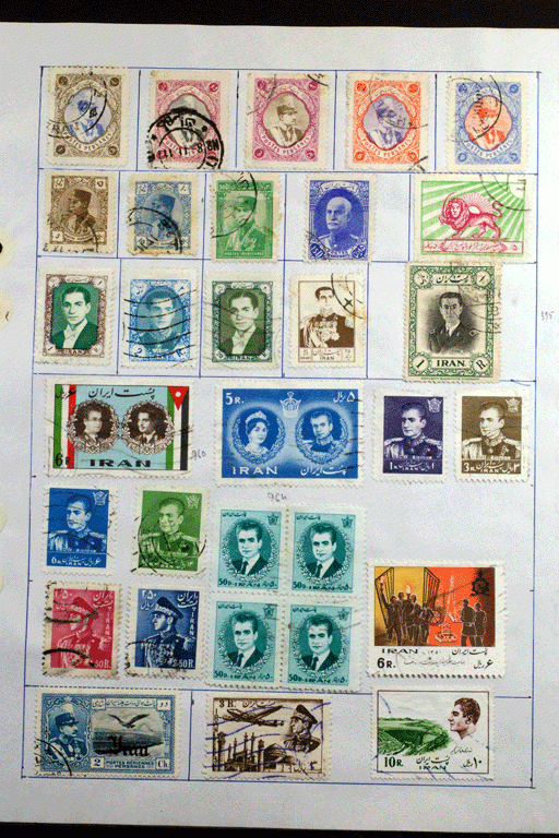112 Many Older Iran Stamps on Homemade Album Pages