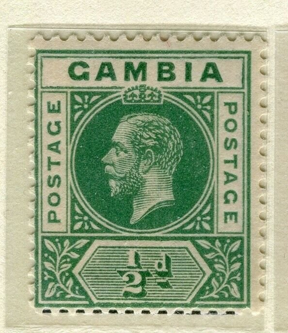 GAMBIA; 1921 early GV issue fine Mint hinged 1/2d. value