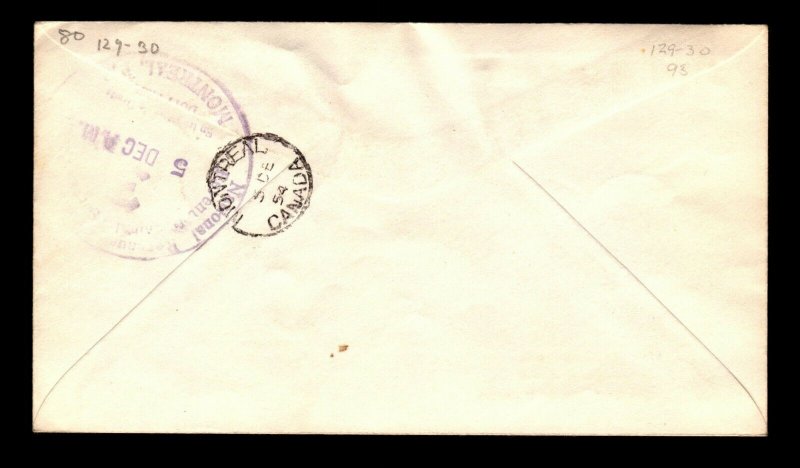 St Kitts 1954 Series 24c & 48c FDC / Registered To Canada - L17046