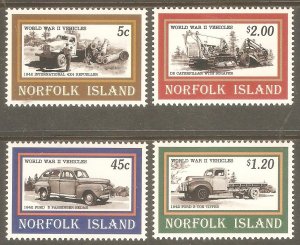 NORFOLK ISLAND Sc# 581 - 584 MNH FVF Set-4 Truck Car Bulldozer WWII