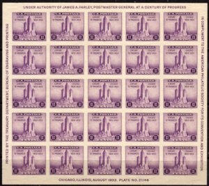 US Stamp #731 MNGAI - Chicago's Federal Building Souvenir Sheet of 25
