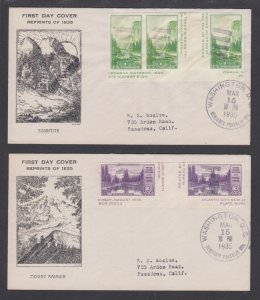 US Planty 769a-770a-26 FDCs. 1935 1c Yosemite & 3c Mt. Rainier Special Printings 