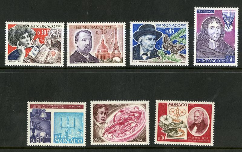 MONACO 872-878 MNH SCV $3.90 BIN $2.00 NOBEL PRIZE WINNERS