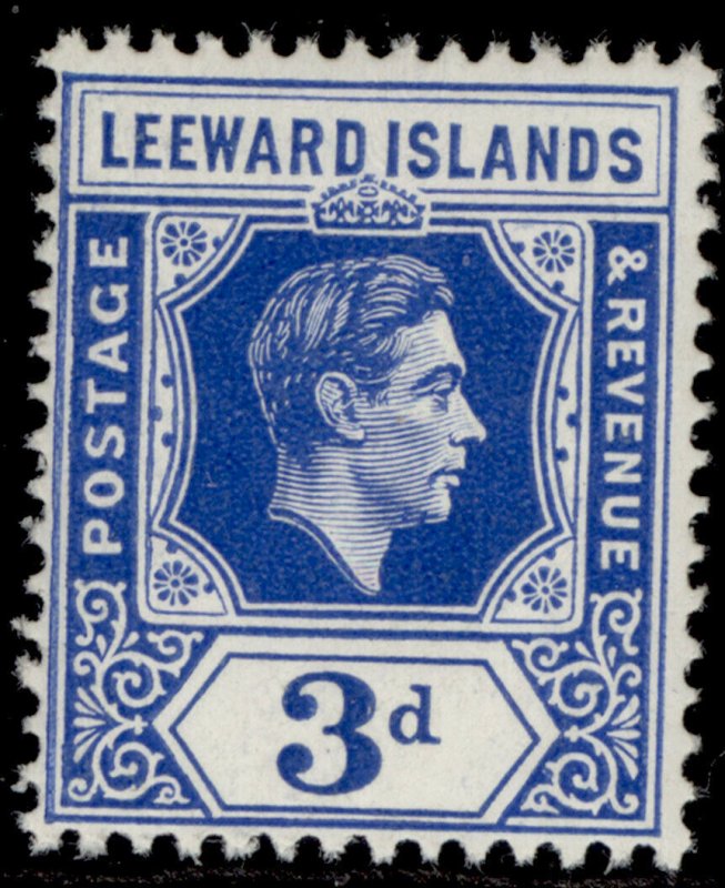 LEEWARD ISLANDS GVI SG108, 3d bright blue, NH MINT.