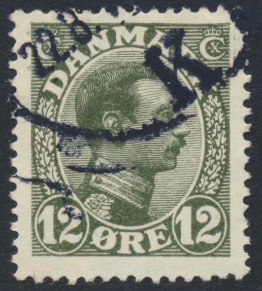 Denmark Scott 101 (AFA 100), 12ø olive Chr. X F-VF Used 