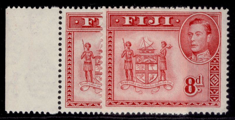 FIJI GVI SG261c + 261d, 8d PERF VARIETIES, NH MINT.