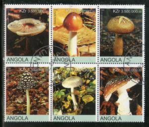 Angola 2000 Mushroom Tree Plant Orchid Flora Setenant BLK/6 Cancelled # 13500