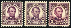 555, Mint NH F-VF 3¢ - WHOLESALE Lot of 3 Stamps CV $82.50 * Stuart Katz