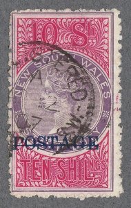 NEW SOUTH WALES 1894 'POSTAGE' QV 10/- violet & rosine Stamp Duty, perf 12x11