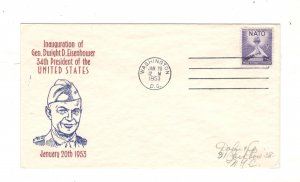 PRES DWIGHT D. EISENHOWER INAUGURATION COVER W/CACHET