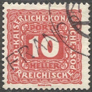 AUSTRIA 1916 10h F Sc J50 Used Postage Due,  Provisional Czech FRANCO Overprint