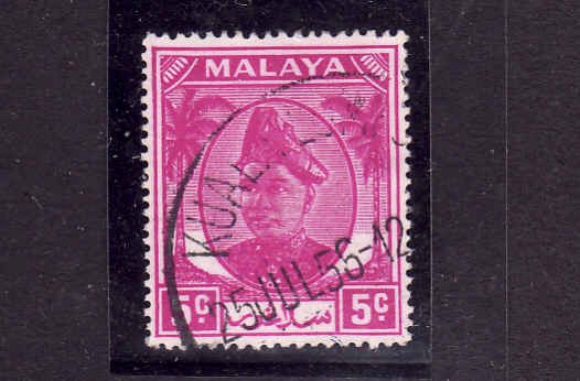 Malaya Selangor-Sc #95-used-5c rose violet-1952-55-