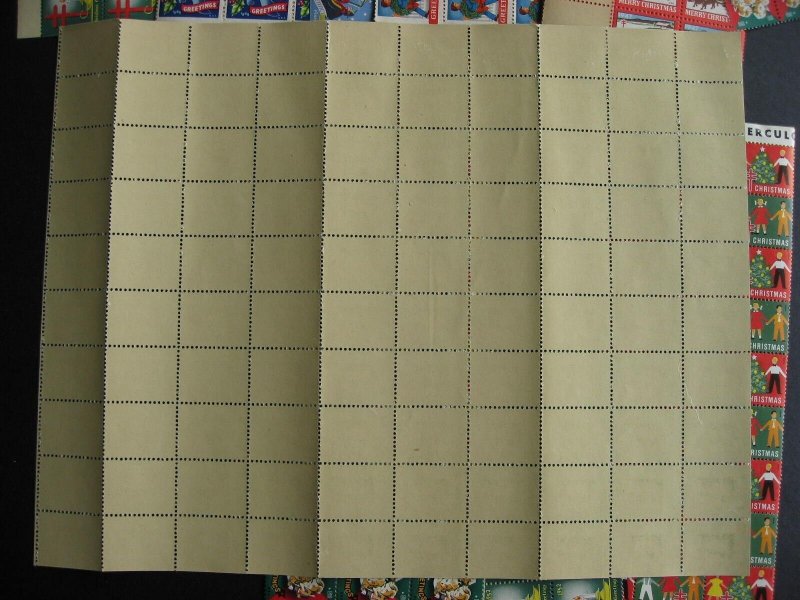 USA Xmas seals 1948 1950 1952 1954 folded sheets many other part sheets some MNG