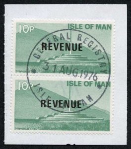 Isle of Man 2 x 10p Green and Black QEII Pictorial Revenue CDS On Piece