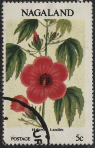 Nagaland (Cinderella, used cto) 5c flowers: hibiscus (1972)