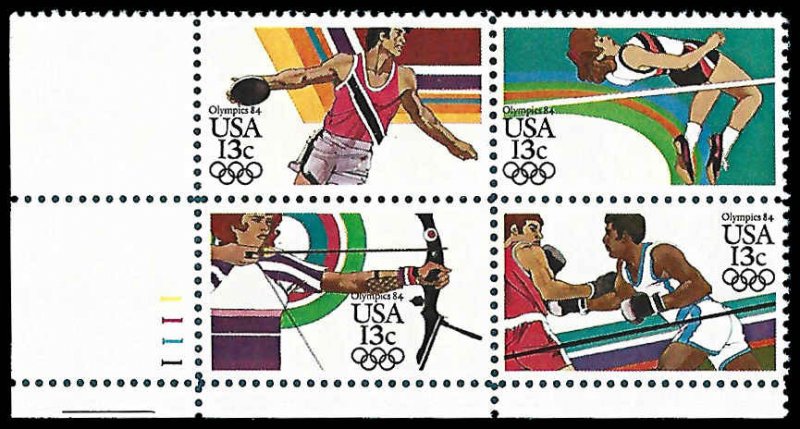 PCBstamps   US #2048/2051a PB 80c(4x2c)Summer Olympics, 1111, MNH, (PB-3)