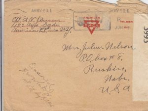 1918, APO 1, 182nd Aero Sqd. to Ruskin, NE, Censored, Ex Lowther (M4508)