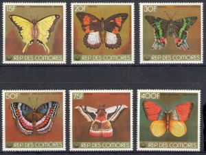 1978 Comoros, Butterflies - Yvert no. 220-24 + Airmail 144 - 6 values - MNH**