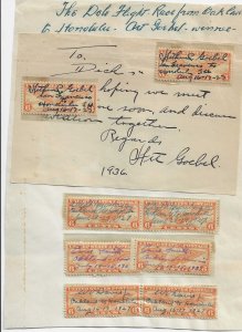 US - 1927 DOLE FLIGHT RACE - AIRMAIL STAMPS SIGNED BY PILOTS, LETTERS TO HAWAII