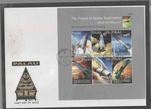 PALAU #548  2000 FUTURE OF SPACE EXPLORATION       MINT VF NH  FDC  (xx)
