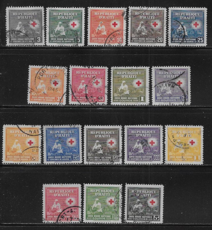 Haiti 361-369, C25-32 Red Cross set Used