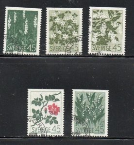 Sweden Sc 782-786 1968 Nordic Wild Flowers stamp set used