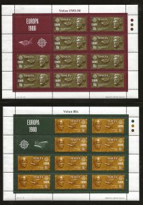 MALTA SC# 575-76 MINISHEET/10  FVF/MNH 1980