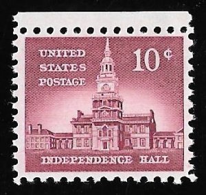 1044D 10 cents 1956 Independence Hall tagged, Stamp Mint OG NH VF-XF