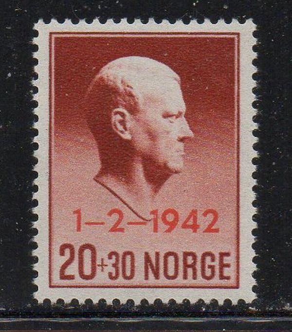 Norway Sc B26 1942 Quisling Prime Minister stamp mint