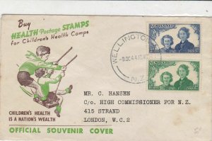 New Zealand 1944 childrens health camps souvenir issue  stamps cover ref 21485