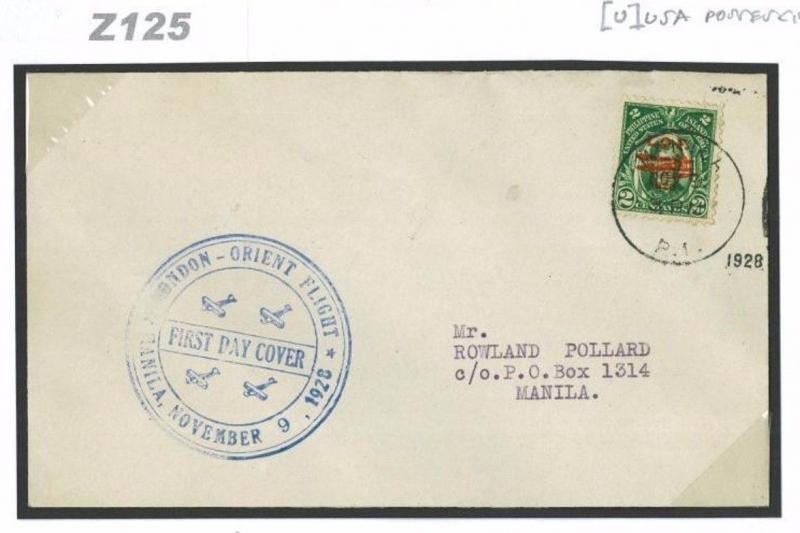 Z125 1928 PHILLIPINES AIRMAIL *First Flight Cover* Per Orient Flight  Manila