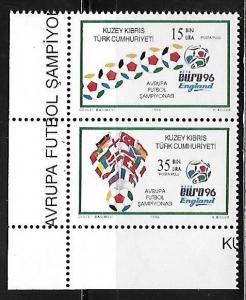Turkish Cyprus 1996 Euro Soccer Flags Sc 421-2 MNH A713