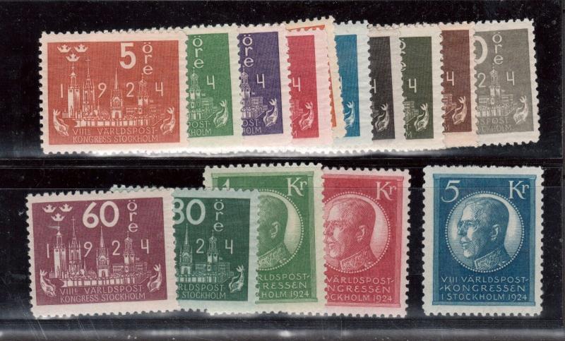 Sweden #197 - #212 Mint Fine - Very Fine Lightly Hinged Set