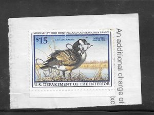 #RW64 Used Federal Duck Stamp on License Piece