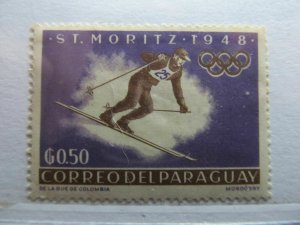 1963 Paraguay 50c Fine MH* Olympics Ski Snow Ski A4P34F57-