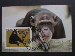 ERITREA-2001 LOVELY MONKEY IMPERF -CTO VERY FINE WITH FANCY 1ST DAY  CANCEL