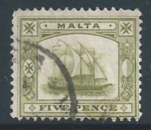 Malta #45 Used 5p Ancient Galley