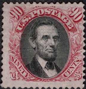 US #122 Fine, Unused, without gum. Flawless 90c Lincoln. Scott catalog - $4,000.