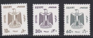 Egypt # O107, O111, O113, Coat of Arms, Mint NH, 1/3 Cat.