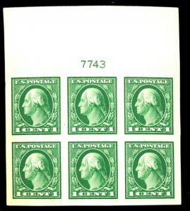 U.S. #481 MINT PL# BLOCK OF 6 OG NH