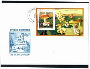 Central African Republic 1996 Mushrooms s/s Perforated FDC #2