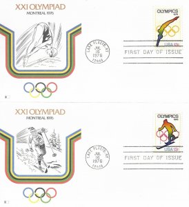 1976 FDC, #1695-1698, 13c Olympics, Art Craft - combo, block of 4