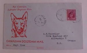 CANADA LABRADOR DOGTEAM POSTE SEPT ILES  1942 ONE DE LA TRINITI CACHETED