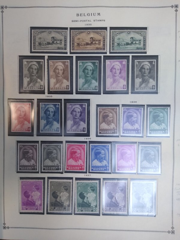 collection on pages Belgium 1935-38 semipostals mint most NH MM: CV $239