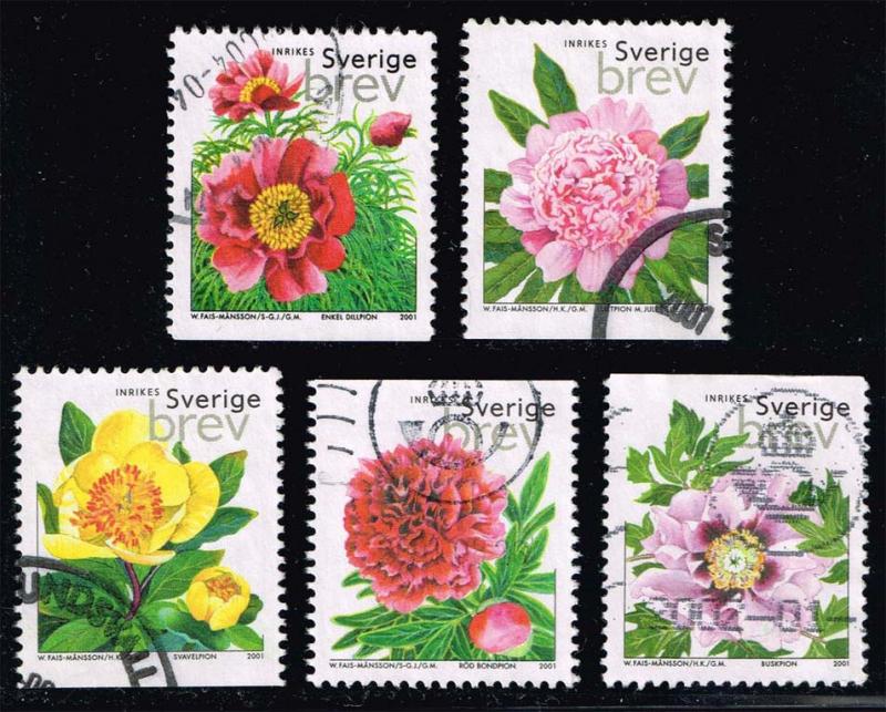 Sweden #2417 Peony Flowers Set of 5; Used