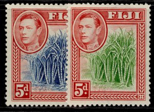 FIJI GVI SG258 + 259, 5d SHADE VARIETIES, M MINT. Cat £42.