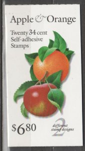 Booklet BK284A, Un-Exploded, #3493-94, Apple/Orange MNH* (.34 cent)